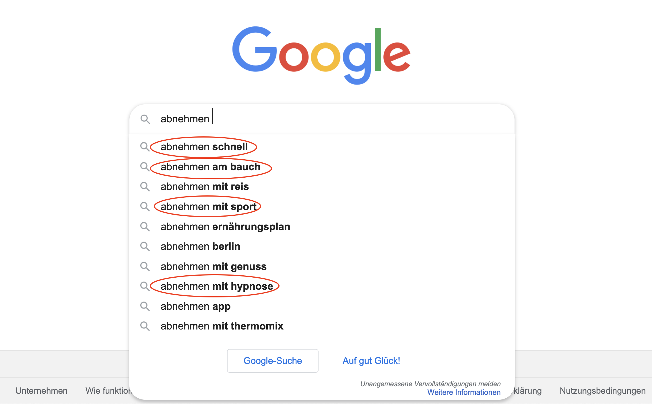 Nischen finden mit Google-Autosuggest