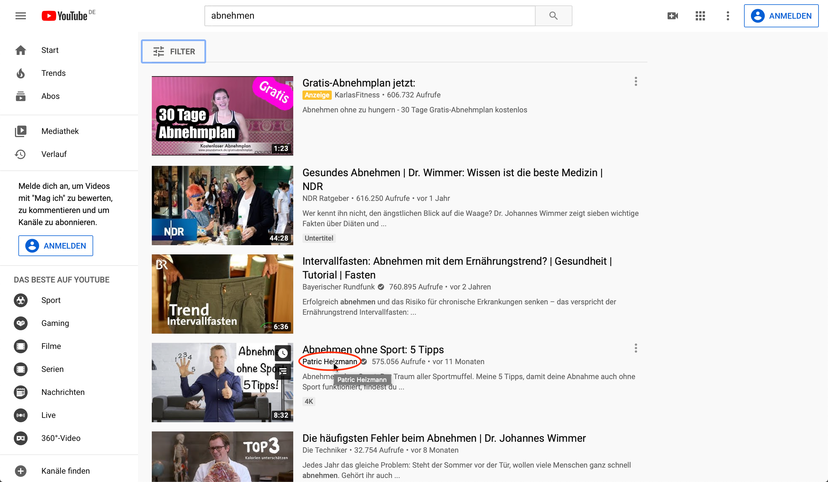 Nischen finden auf YouTube