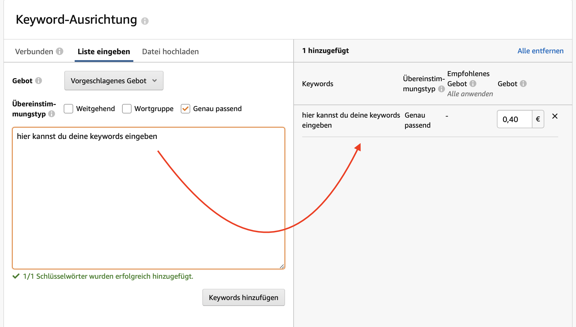 Amazon PPC mit Keywords