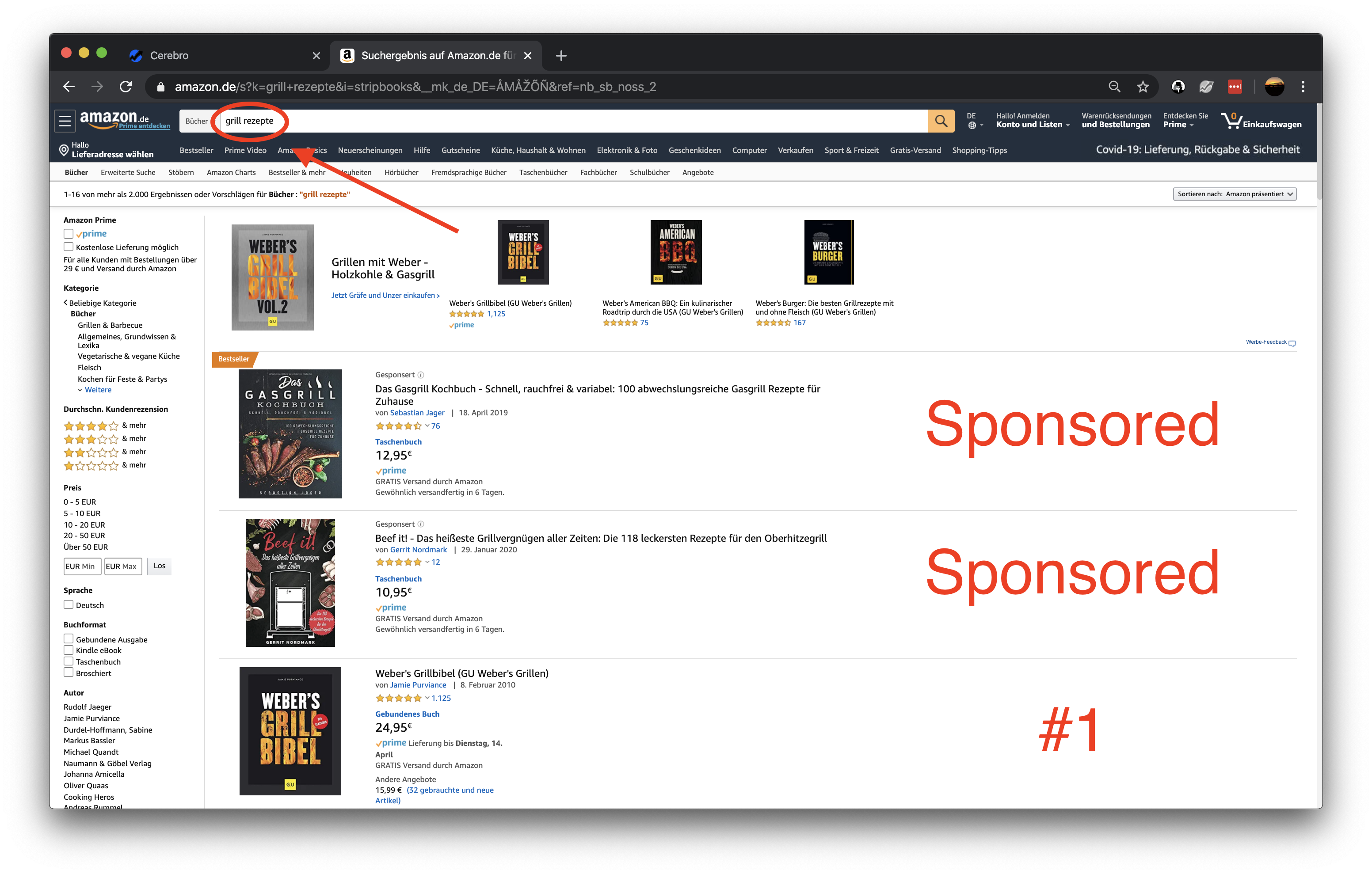 Organische Platzierungen auf Amazon