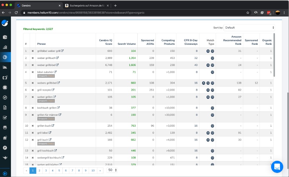 Screenshot Helium 10 Cerebro