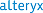 Alteryx logo with blue swirl design and the word 'alteryx' in blue lowercase letters.