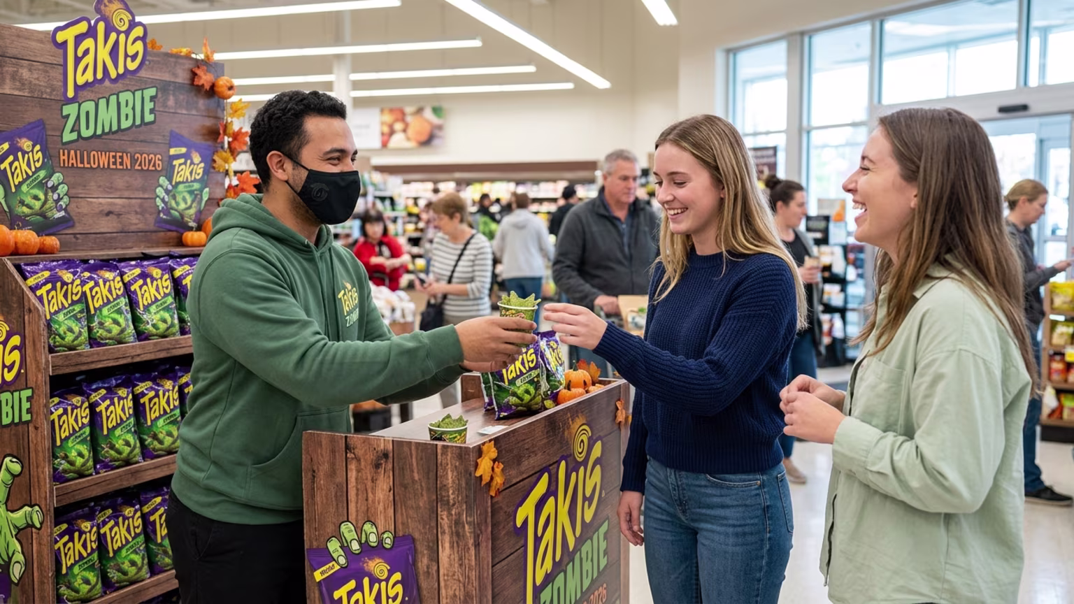Takis Zombie Flavour Relaunch Uses Tactical Party Sampling and Themed Displays for Halloween 2026
