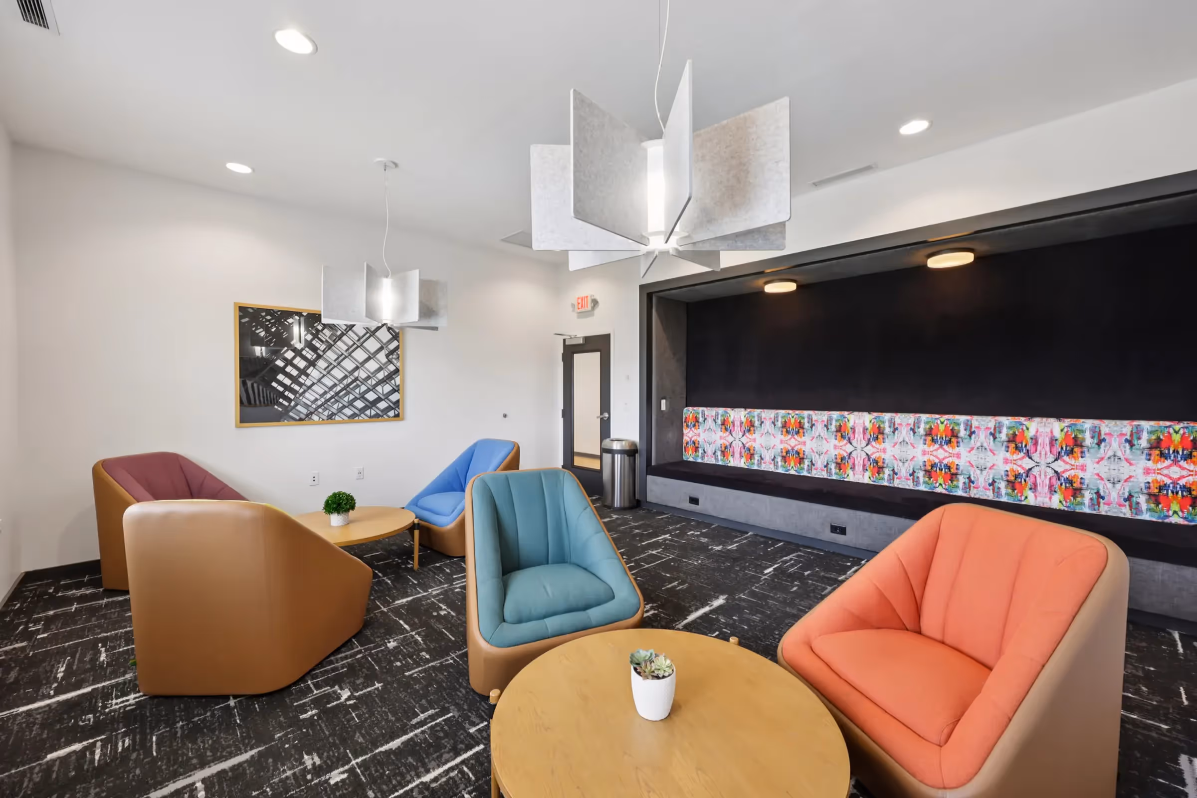 furnished clubhouse living area