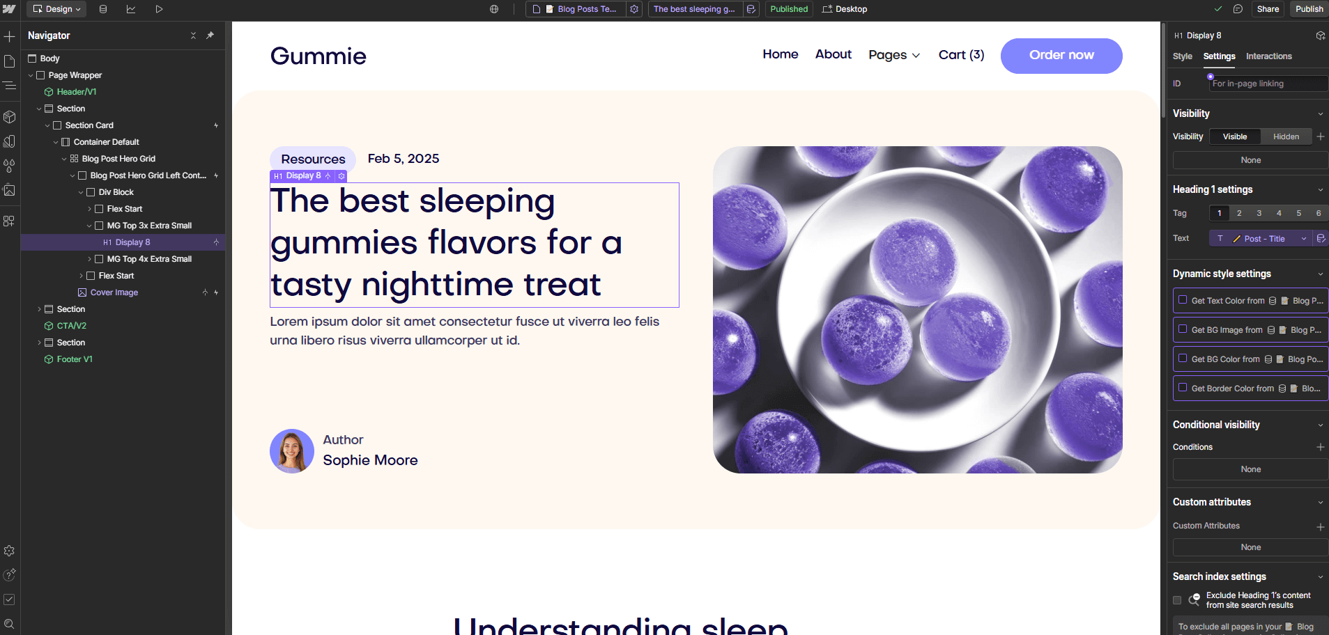 Gummie - Ecommerce Single - Sleeping Gummies Webflow Template
