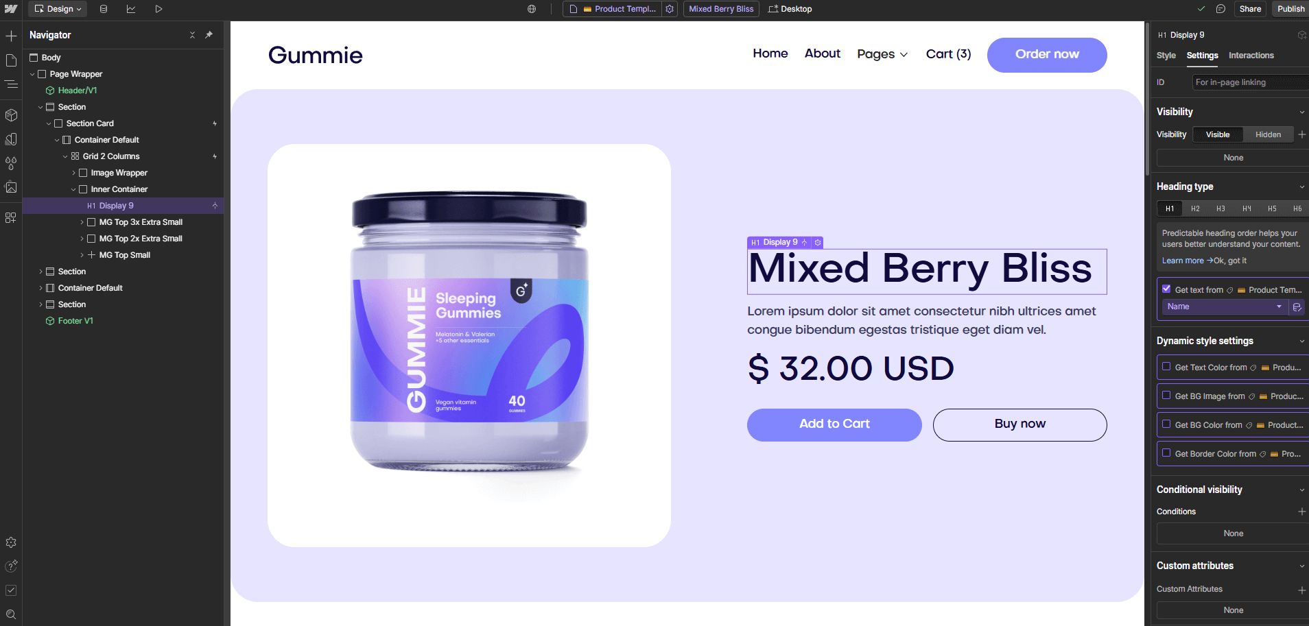 Gummie - Ecommerce Page - Sleeping Gummies Webflow Template