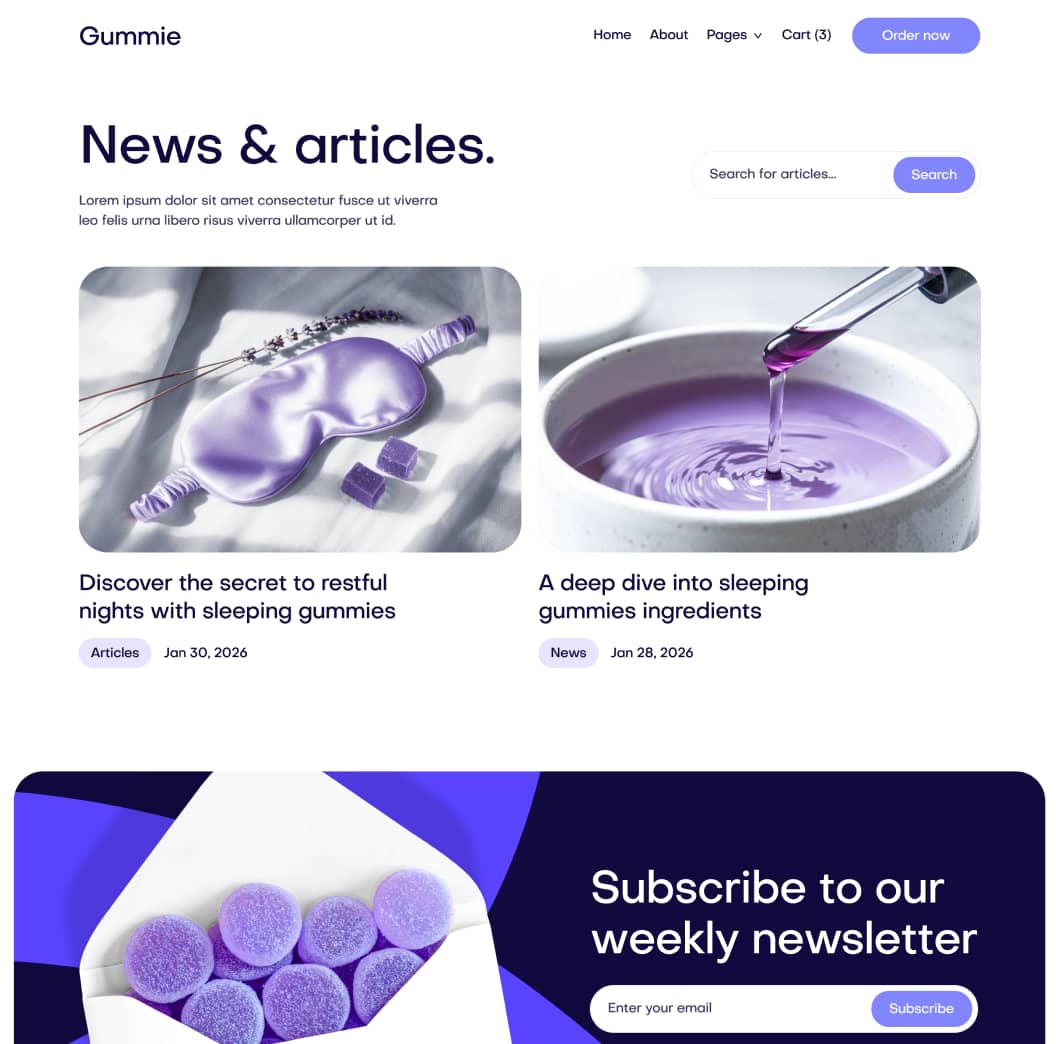 Gummie - Blog V2 Page - Sleeping Gummies Webflow Template