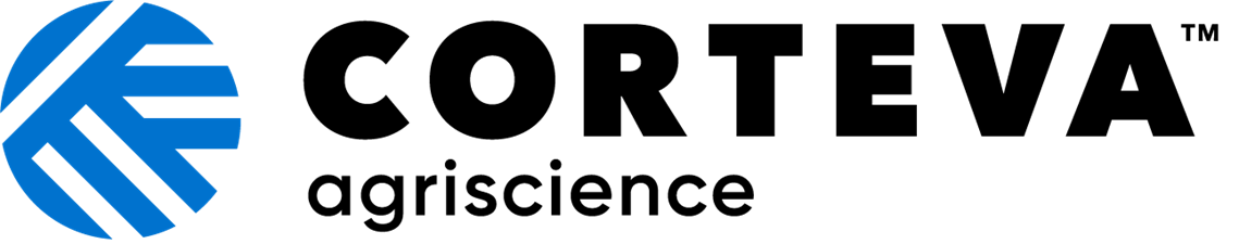 Corteva Agriscience logo featuring a blue stylized emblem and black text.