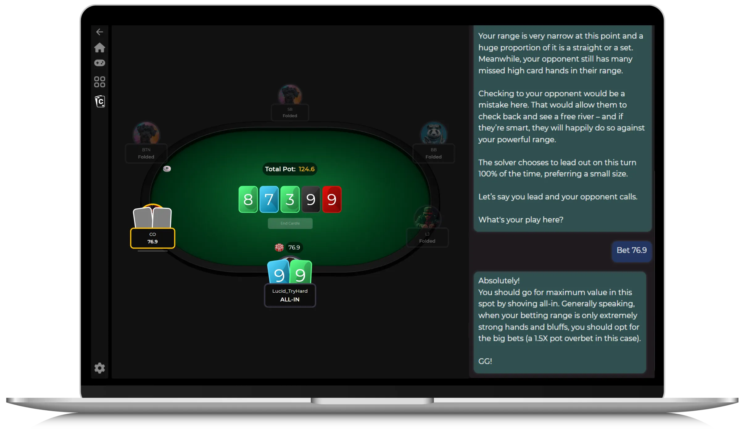 Screenshot of cardle quiz in a laptop screen. Text on the right describes why the last choice the user made was correct.