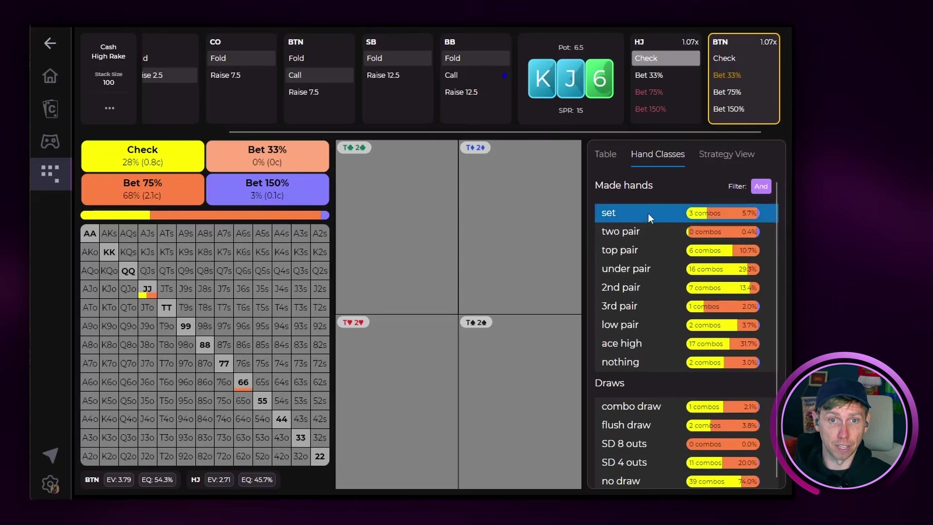 Hand Classes tab showing category breakdown