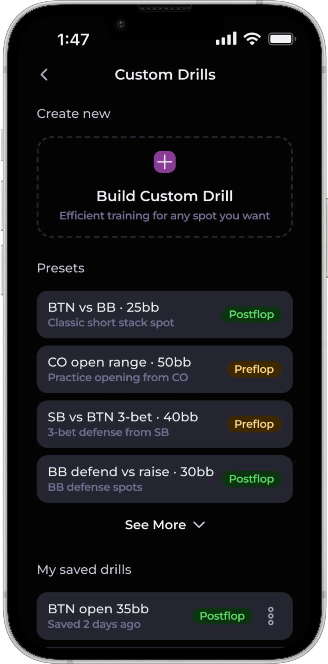 Lucid on mobile: custom drills