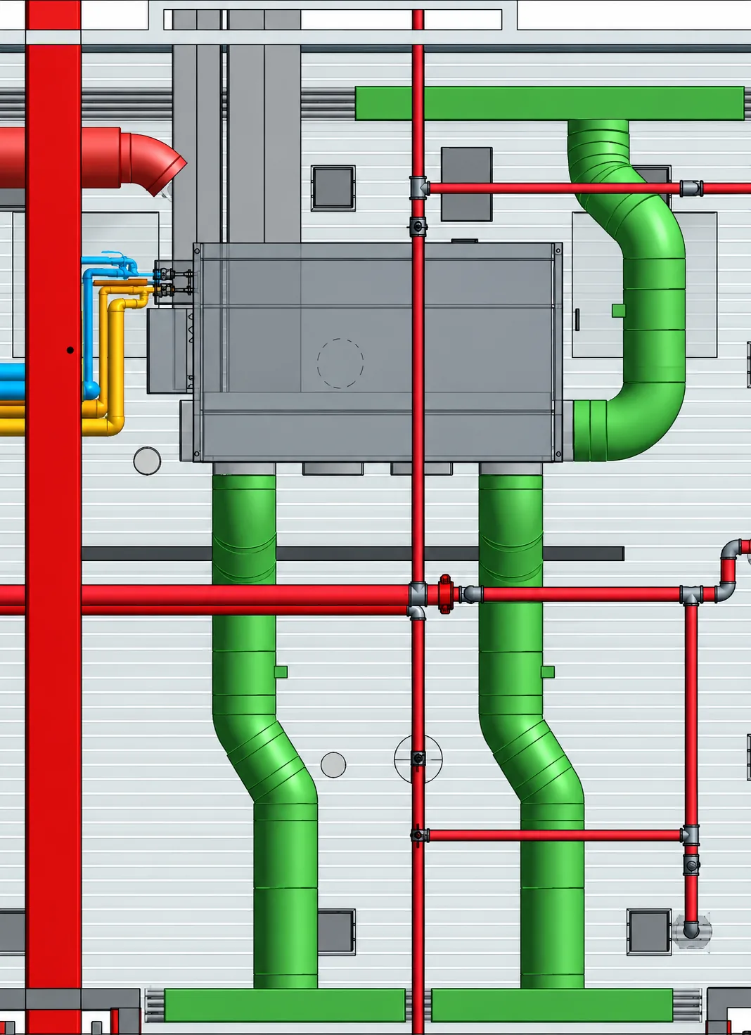 After: plan view with mechanical services re-coordinated around the revised sprinkler routing, 40 Leadenhall Level 07