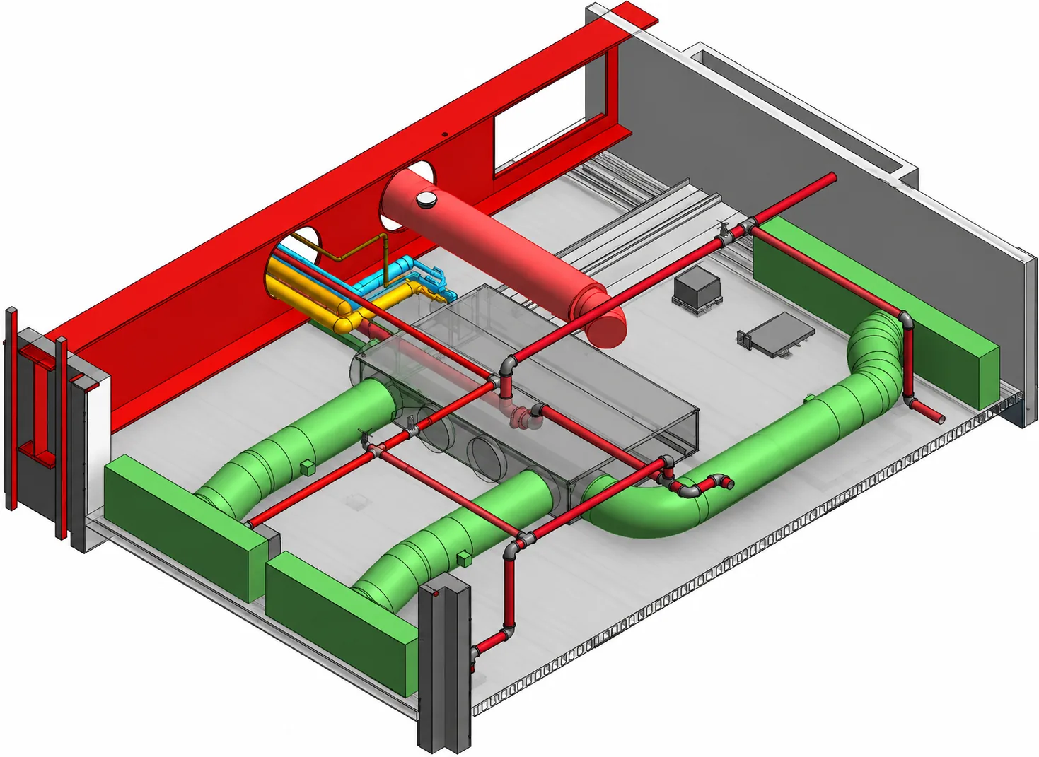 Before: 3D view of sprinkler pipework clashing with coordinated mechanical ductwork, 40 Leadenhall Level 07