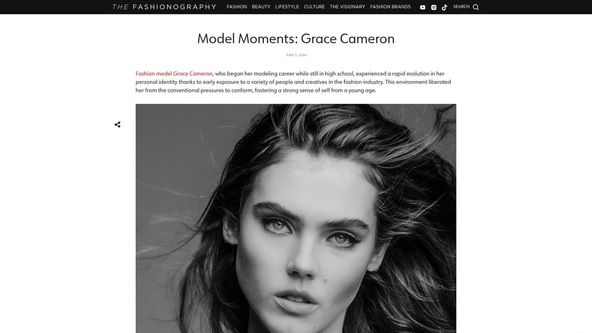 8 Fashion Models Redefining Style in 2026 - Grace Cameron: Redefining Youthful Identity in Fashion