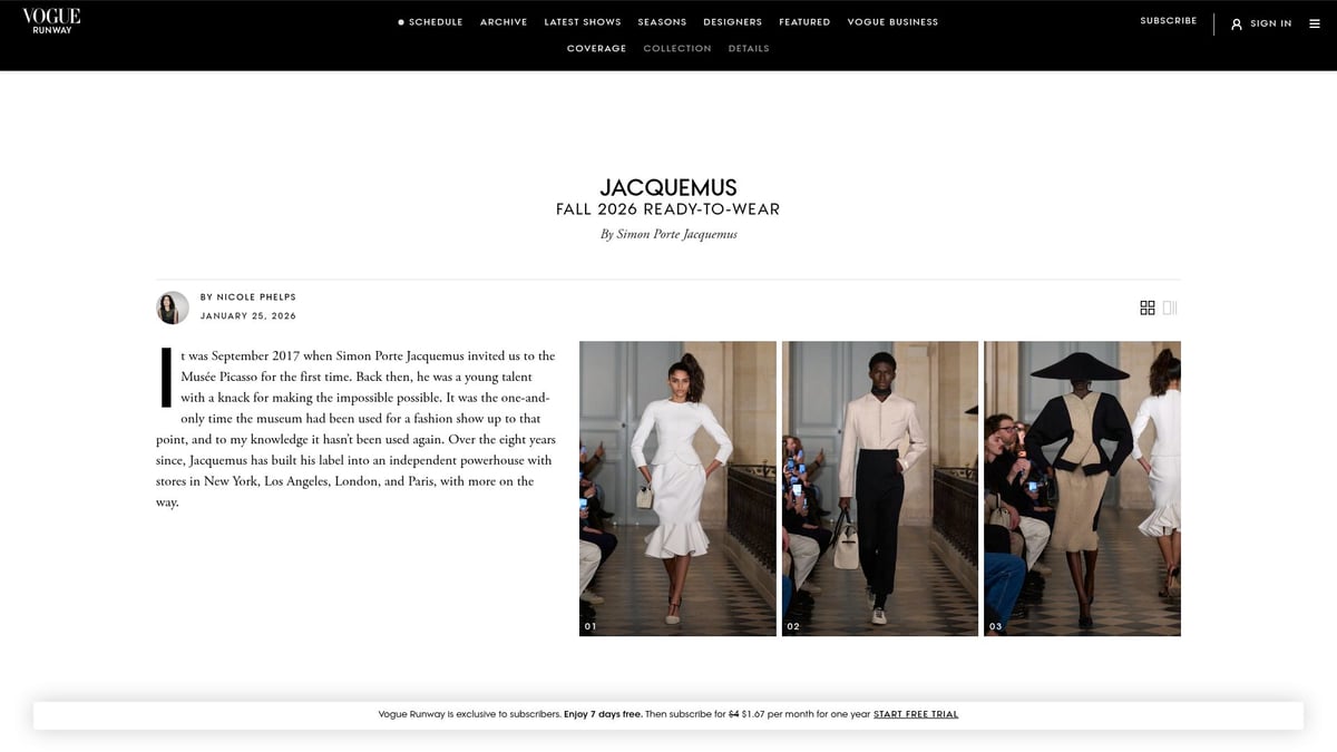 7 Must-See Fashion Collections to Inspire Your 2026 Wardrobe - Jacquemus Fall 2026 Ready-to-Wear