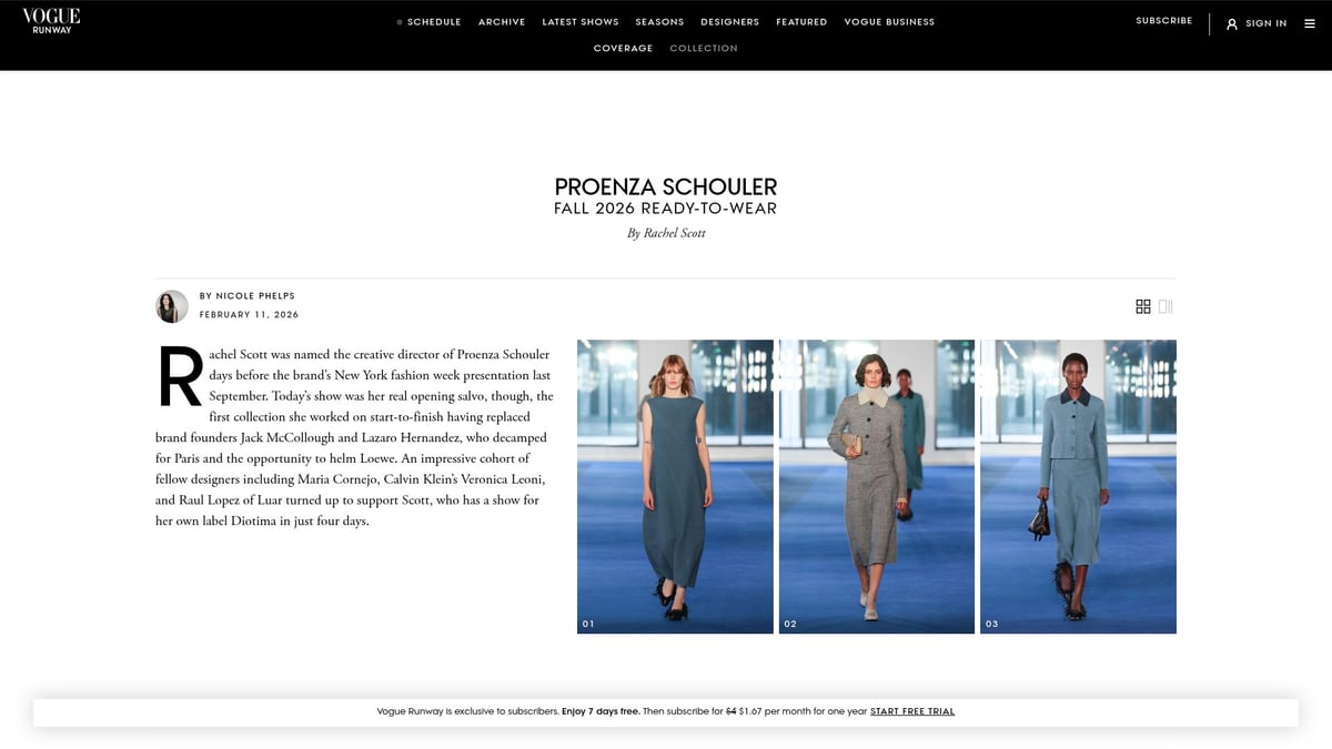 7 Must-See Fashion Collections to Inspire Your 2026 Wardrobe - Proenza Schouler Fall 2026 Ready-to-Wear