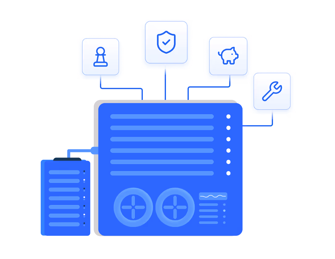 On-Premises Server Illustration – lokale IT-Infrastruktur und Serverbetreuung für Unternehmen