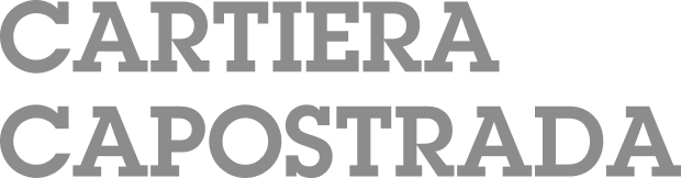 Testo grigio con carattere tipografico spesso che recita 'CARTIERA CAPOSTRADA'.