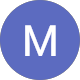 Blue circular icon with a white uppercase letter M in the center.