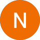 White letter N centered on an orange circular background.