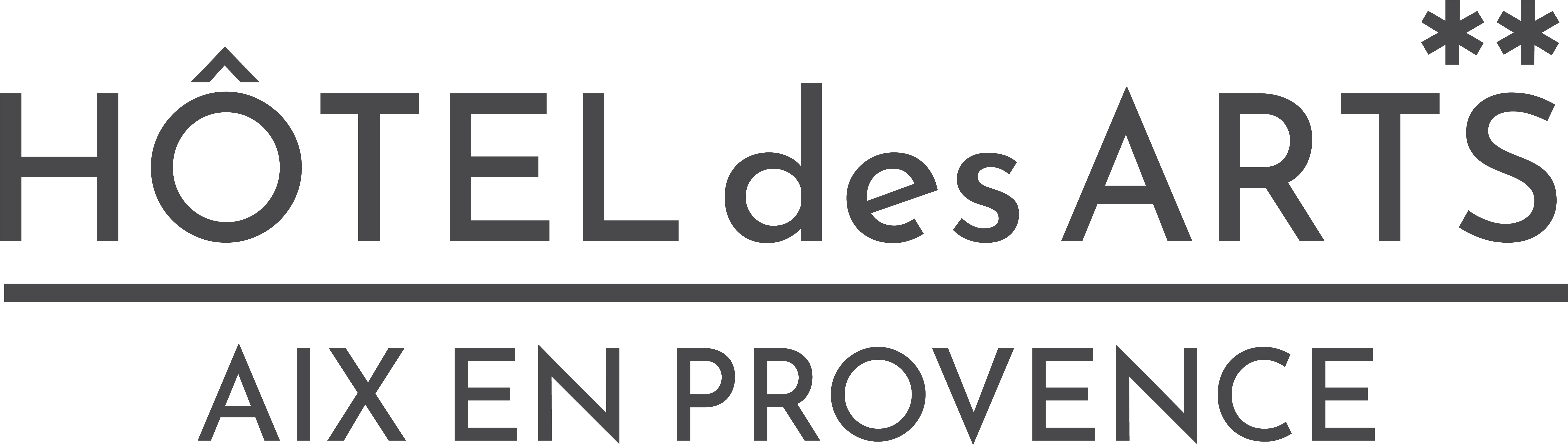 Hotel des Arts Aix en Provence logo with two stars above the letter S.