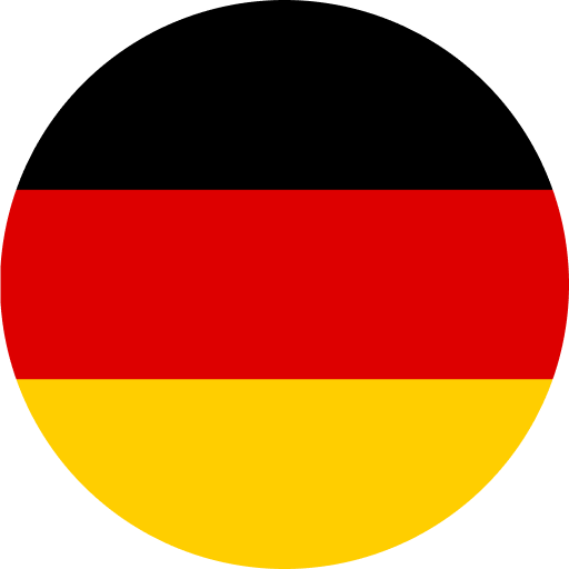 Half-circle German flag with horizontal black, red, and yellow stripes.