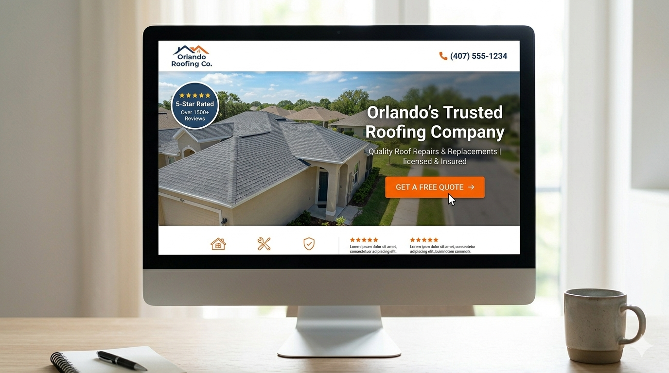 Service business website trust signals including reviews, certifications and team photos