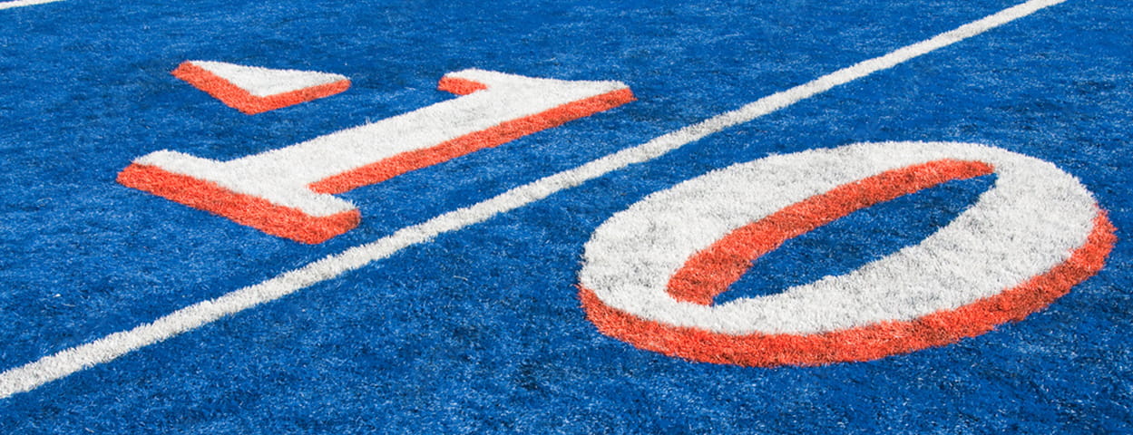 Boise State Bronco's football field 10 yard line