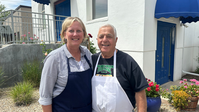Demetrios (Jim) Kinnas and new Chair of the Greek Food Festival, Loretta Constantinidis