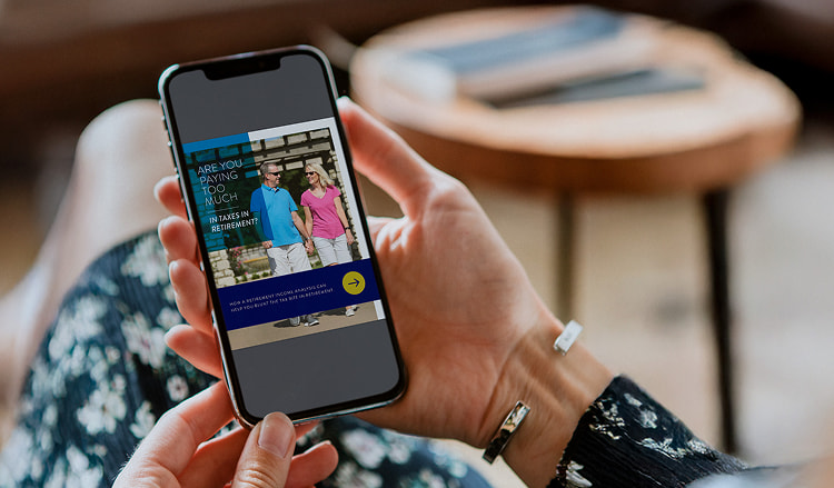 mobile mock up of "are you paying too much in taxes in retirement"