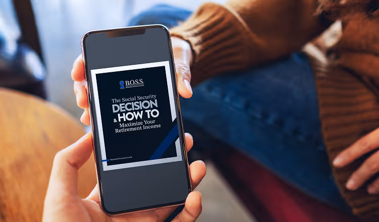 Mobile mock up of "the social security decision & hot to maximize your retirement income