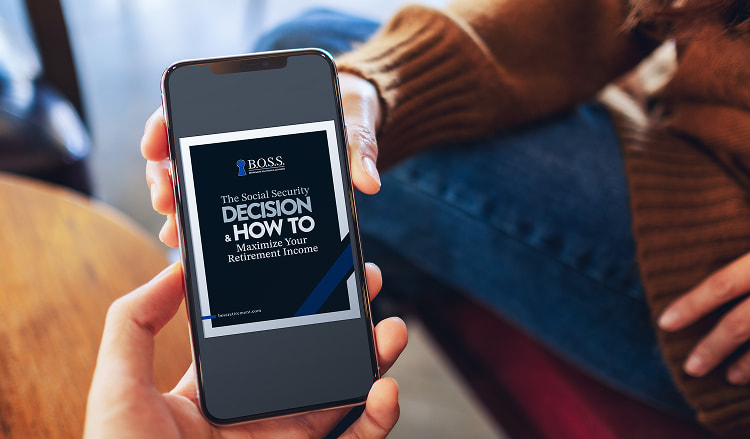 Mobile mock up of "the social security decision & hot to maximize your retirement income