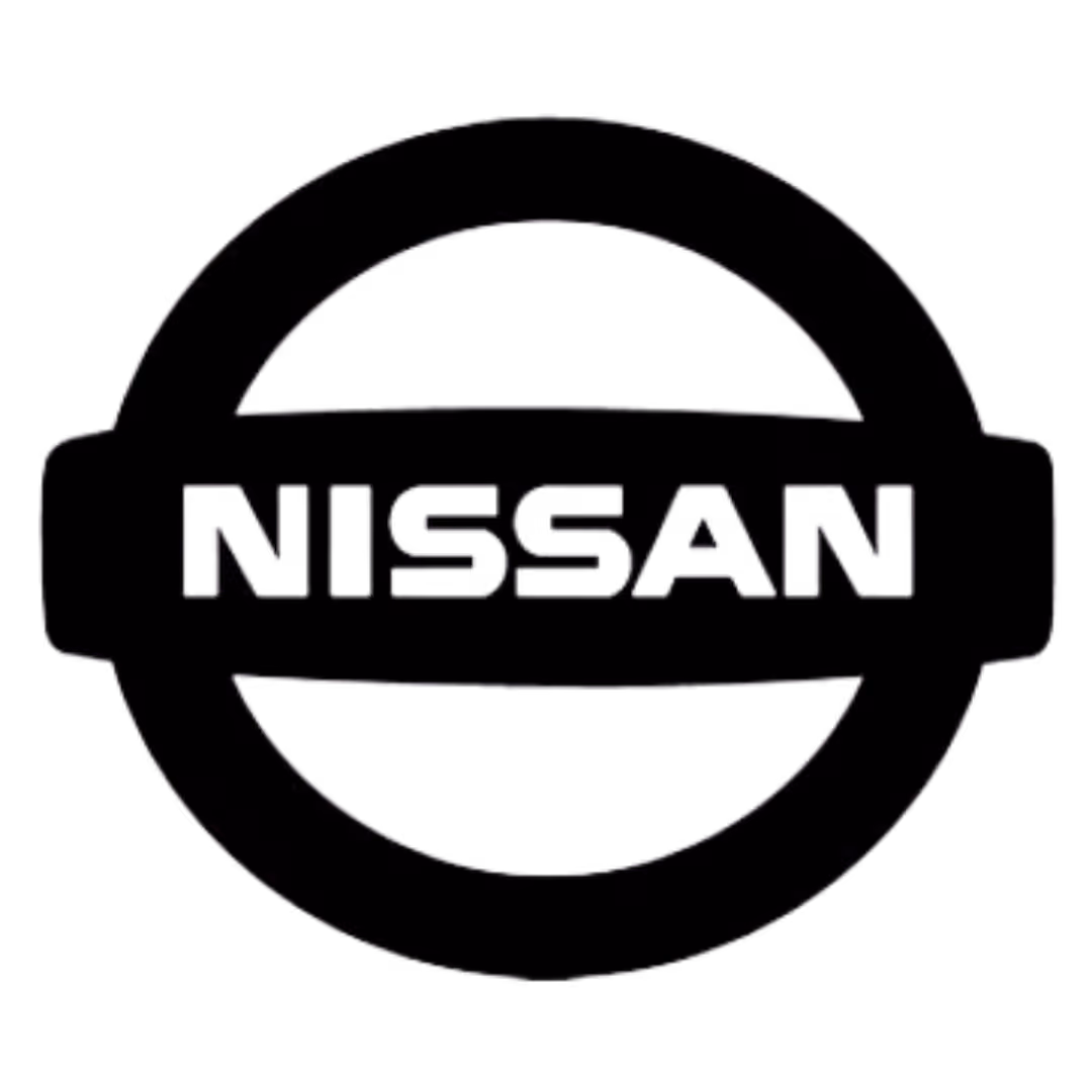 Nissan logo featuring the brand name within a circle and horizontal bar design.