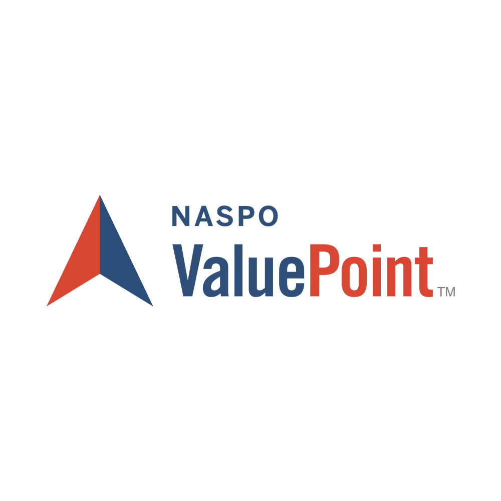 NASPO ValuePoint logo with red and blue arrow pointing up to the left of the text