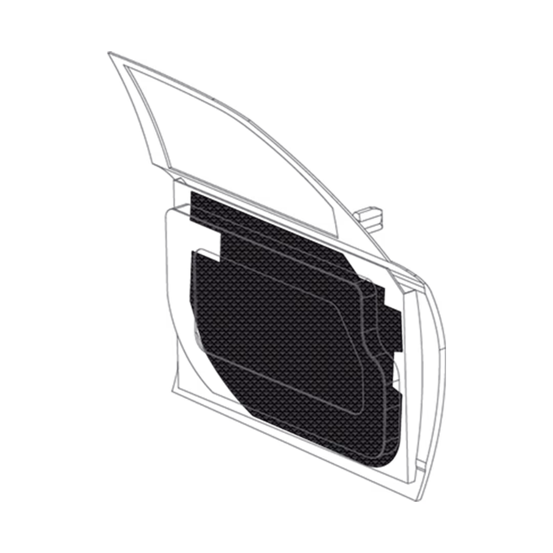 3D render of a black door panel with detailed texture and raised edges.