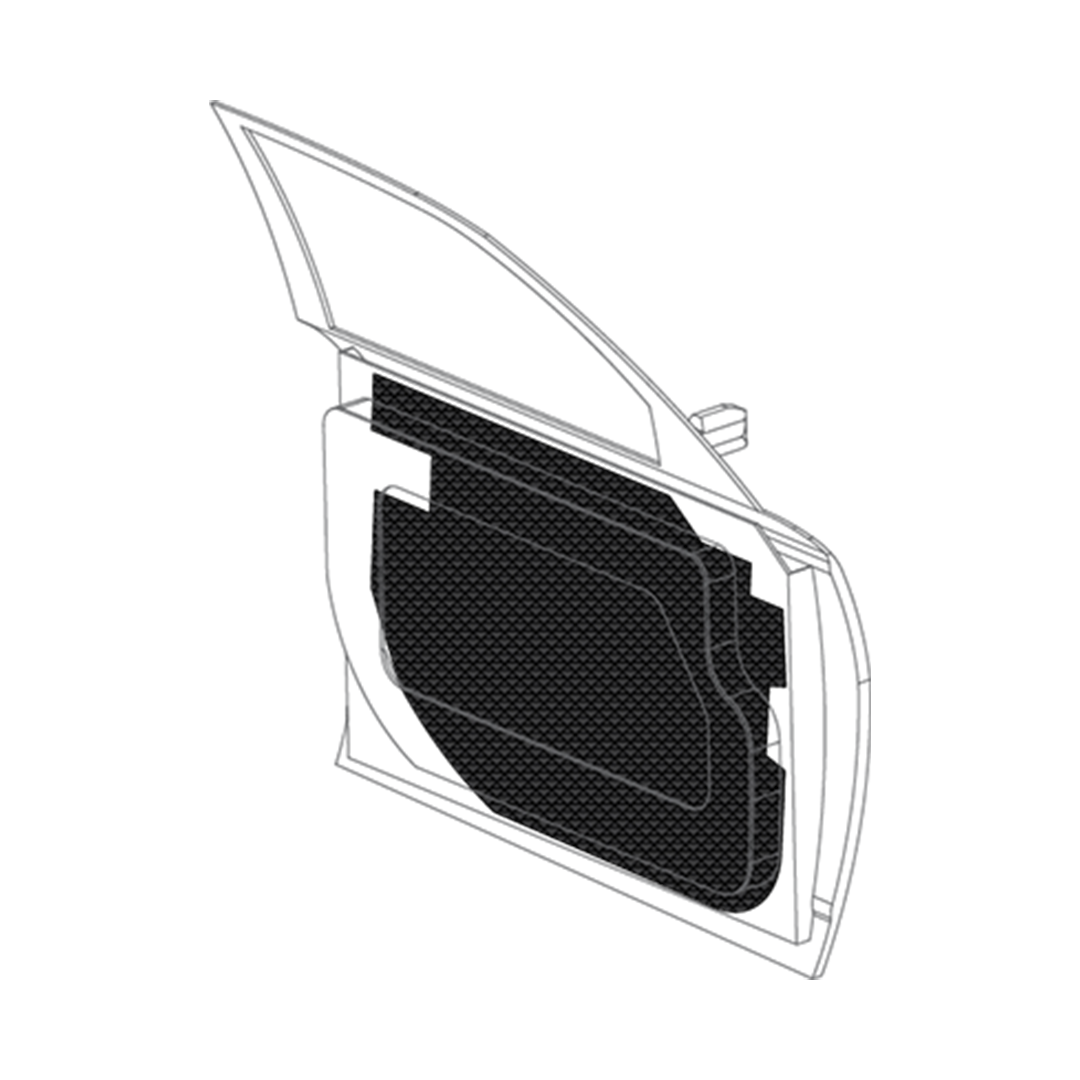3D render of a black door panel with detailed texture and raised edges.