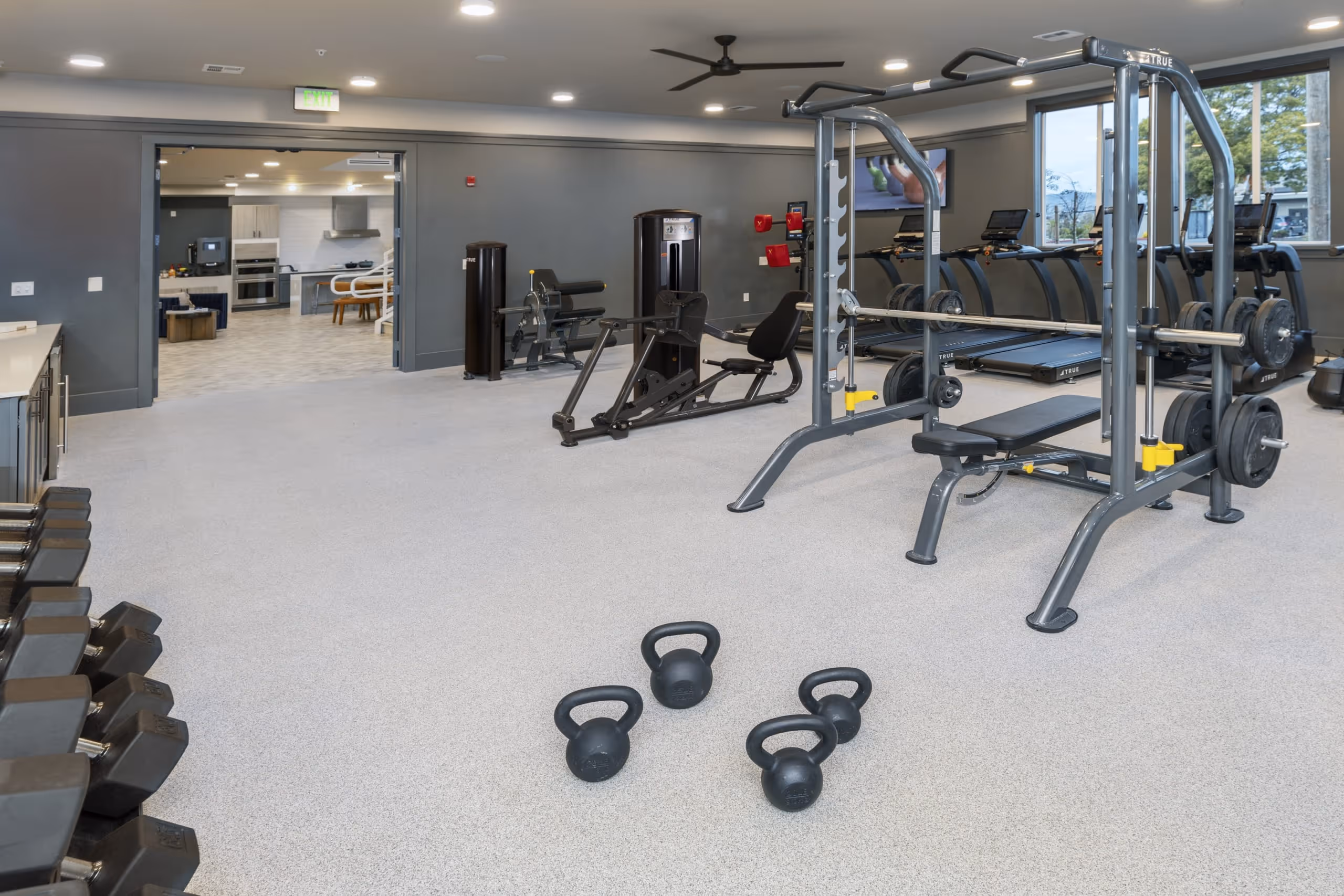  Fitness Center with cardio and strength equipment l 1 & 2-Bedroom Homes 