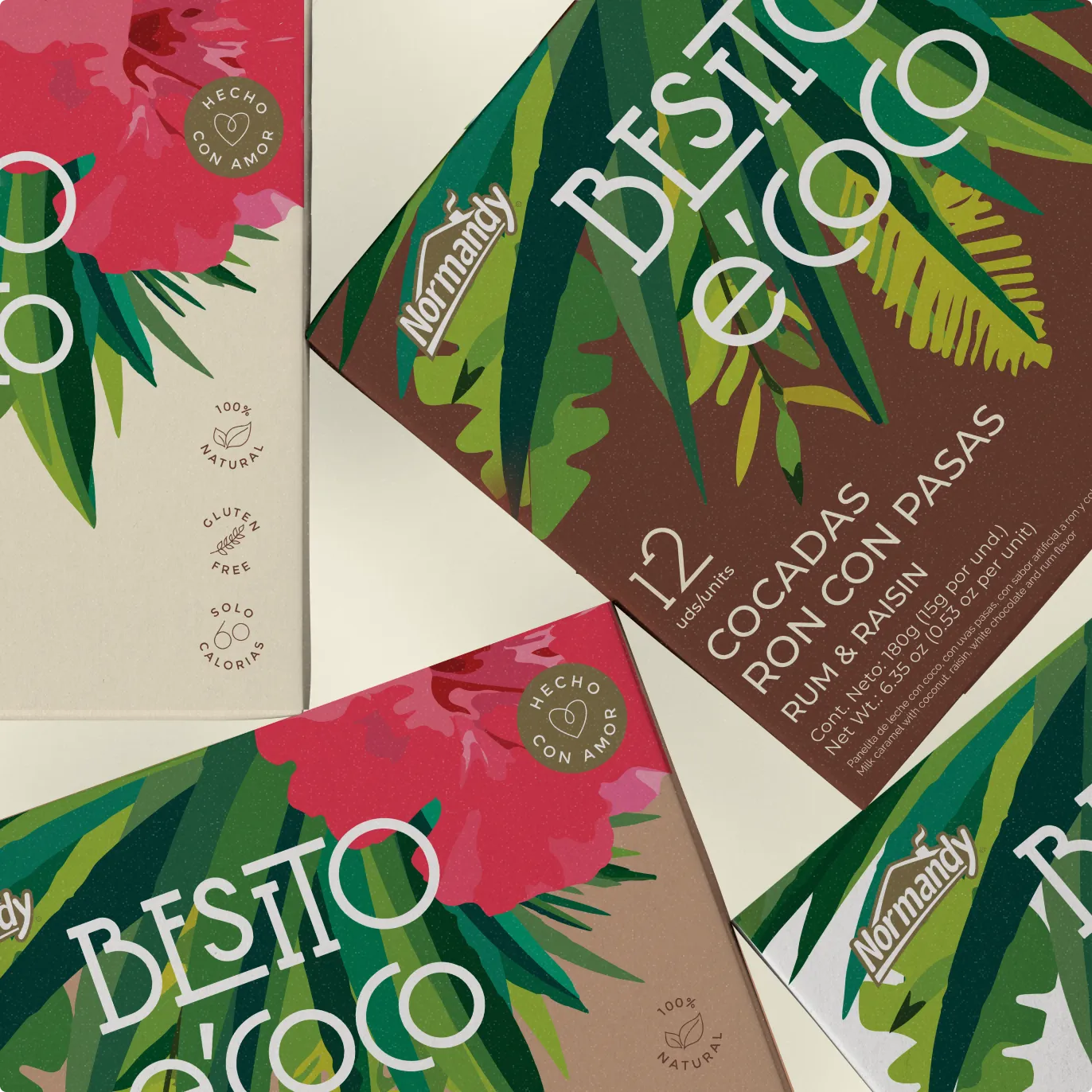 Normandy, a Colombian brand, wanted to elevate Cocadas, a traditional coconut sweet originating from the Afro-Colombian coast, into a modern product that could travel beyond local familiarity while honoring its roots. The goal was to create a brand and packaging system that celebrates origin and culture, feels premium yet approachable, and works across multiple formats, from a gift box to individual snacks designed for sharing.