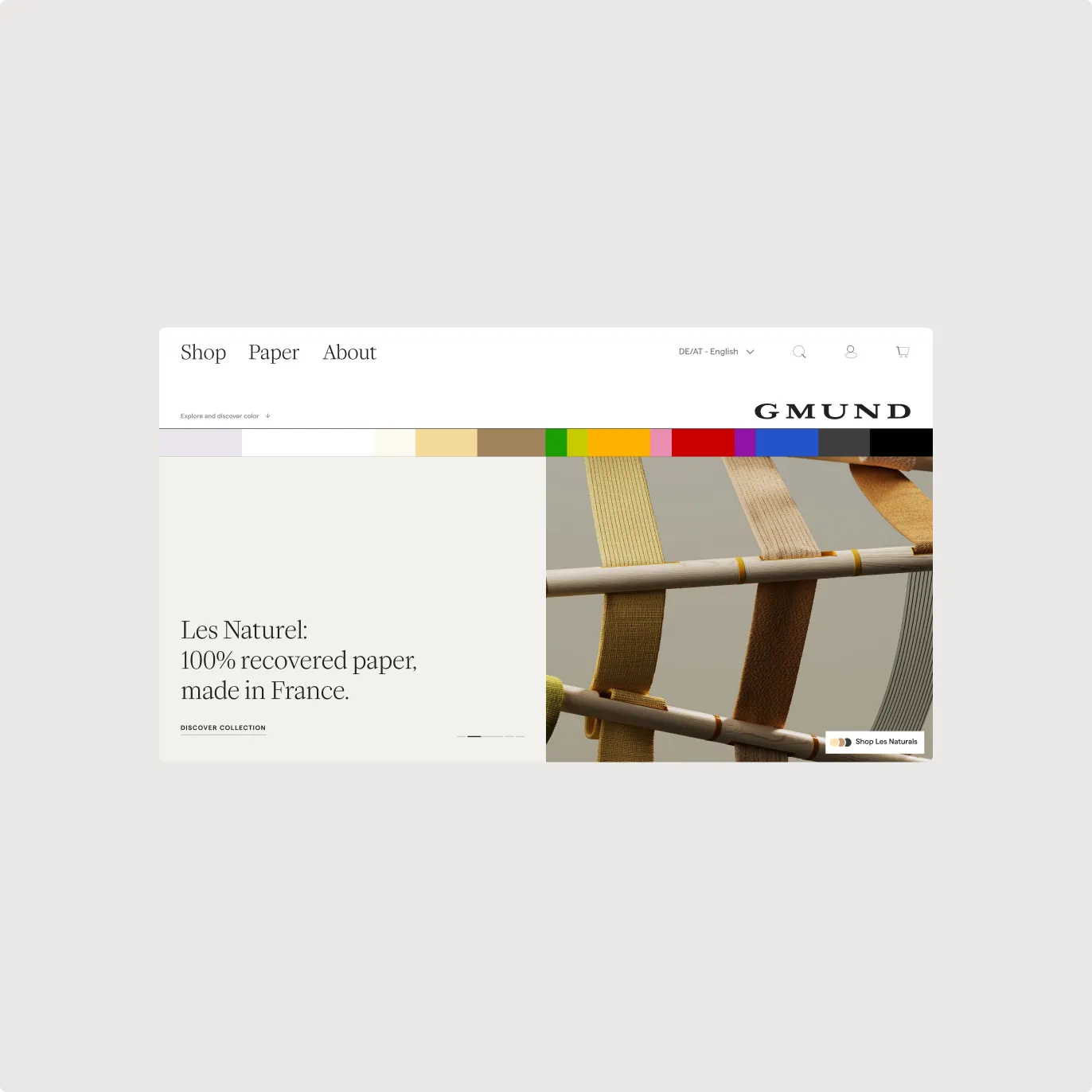 Gmund Paper is a Bavarian paper manufacturer known for premium, tactile papers used by designers, brands, and printers worldwide. The challenge was to translate this sensory, heritage-rich brand into a modern eCommerce experience that stays true to the craft while making it easy for both B2B and B2C customers to browse, compare, and buy online. As part of the LOOP team, Carolina Poch worked closely with Gmund Paper to design and deliver a Magento 2 storefront that serves both B2B and B2C audiences, blending the brand’s heritage-driven visual language with a fast, intuitive shopping and content experience.