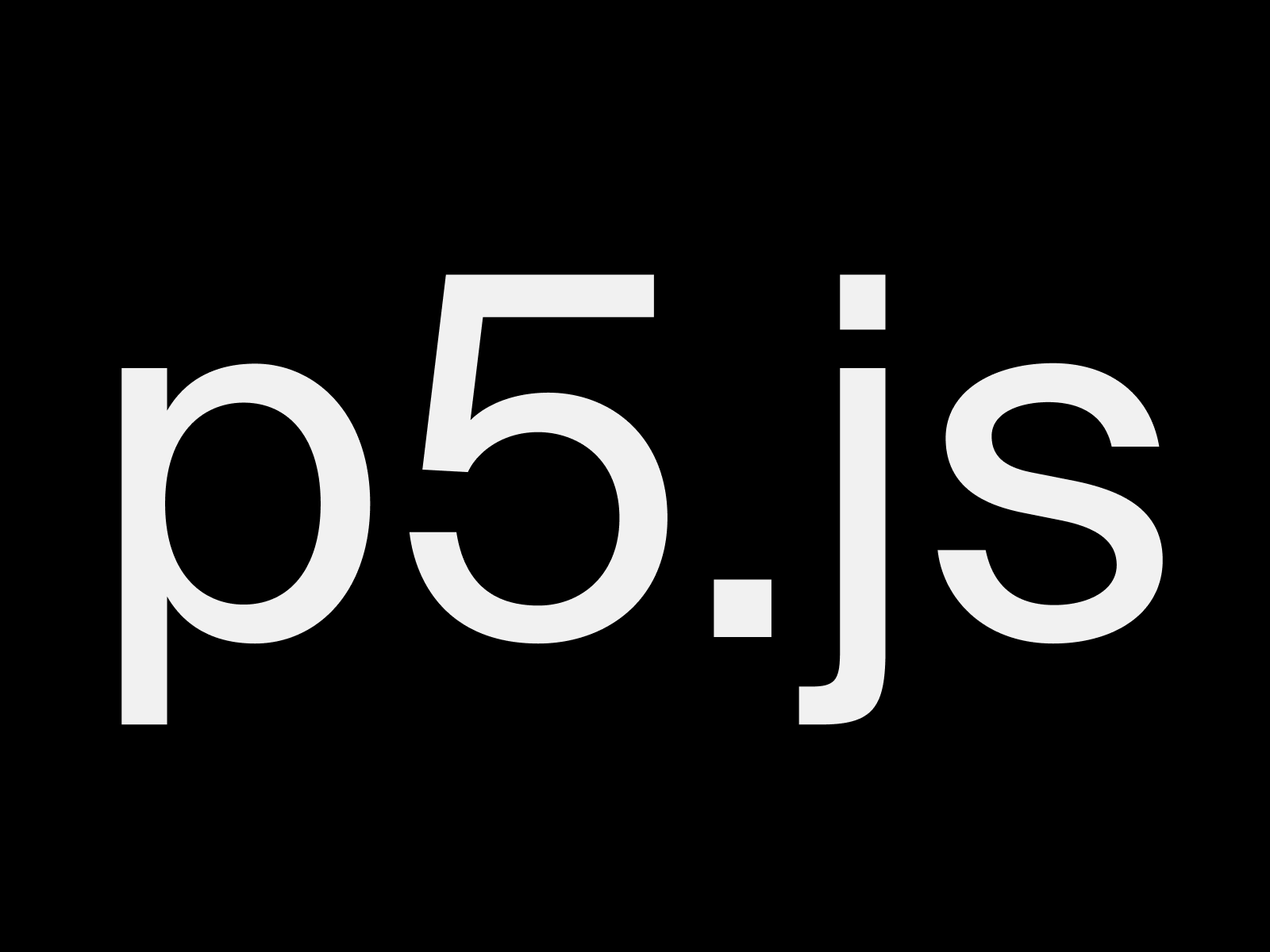 White lowercase text 'p5.js' on a black background representing the p5.js logo.