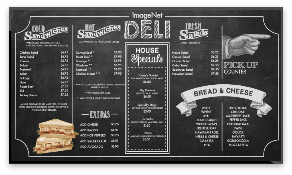 Digital Deli Menu Screen