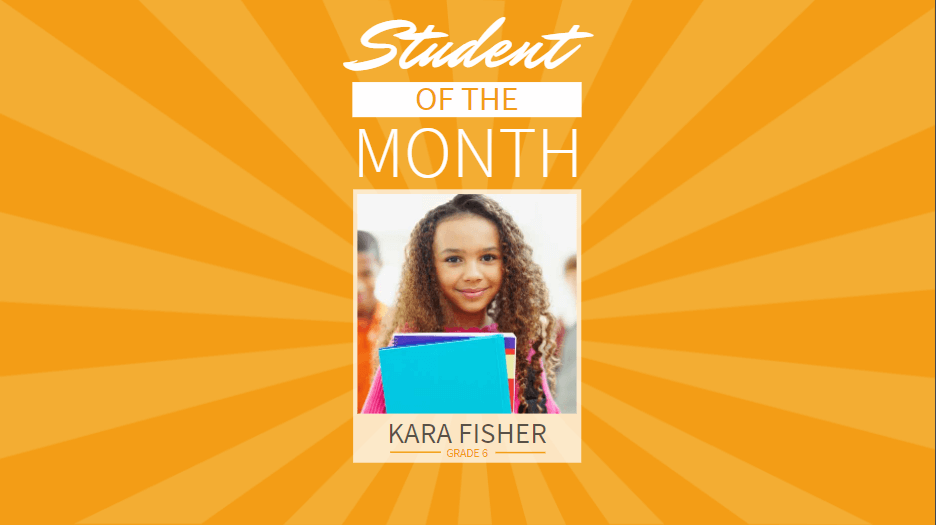 A Student of the Month graphic highlighting Kara Fisher from Grade 6