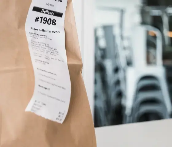 take out bag with receipt