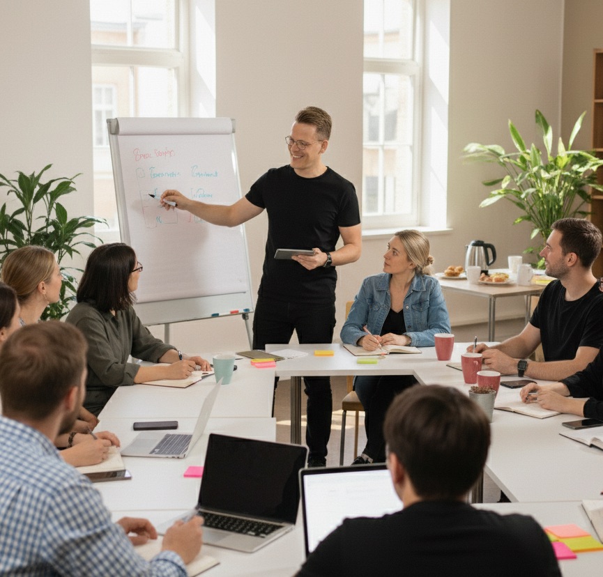 image of a notebook and a coffee cup on a desk (for a personal coach & consultant)
