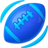 3D glassy American football in gradient blue with glowing highlights and sleek reflective swooshes, representing daily sports contests and leaderboard challenges.