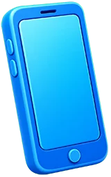A 3D cartoon-style illustration of a bright blue smartphone, angled slightly to the right.