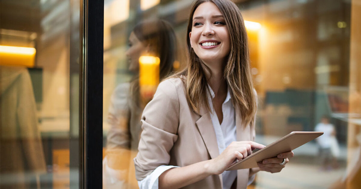 Woman holding tablet