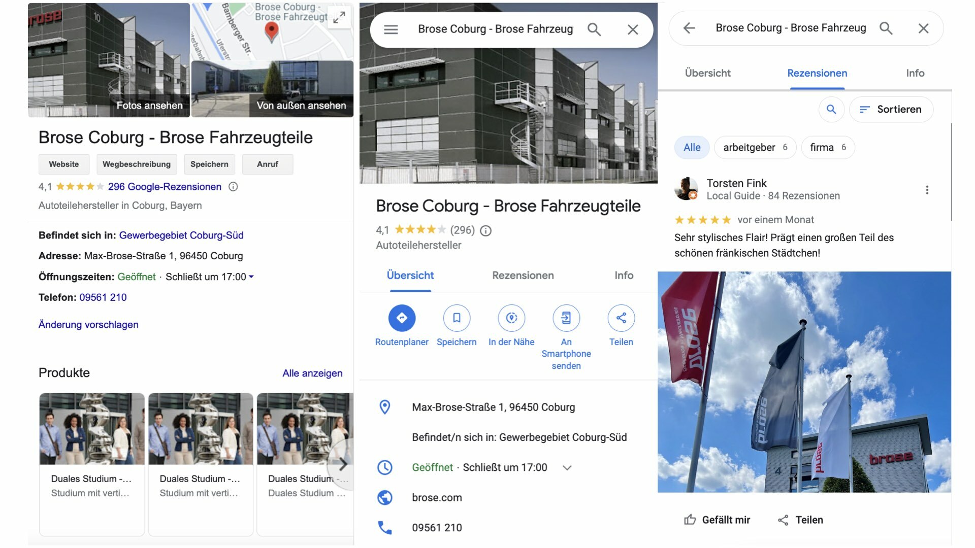 Uberall Brose Google Unternehmensprofil