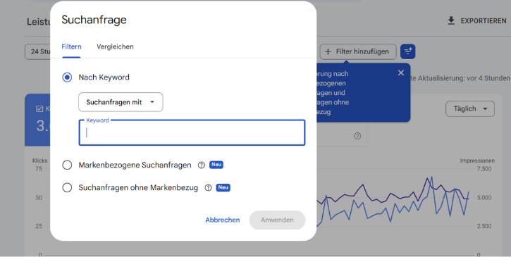 Screenshot of Google Search Console branded search