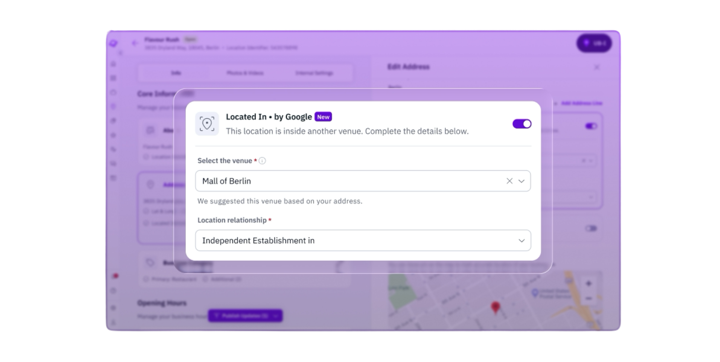 screenshot showing store within a store concept in Uberall